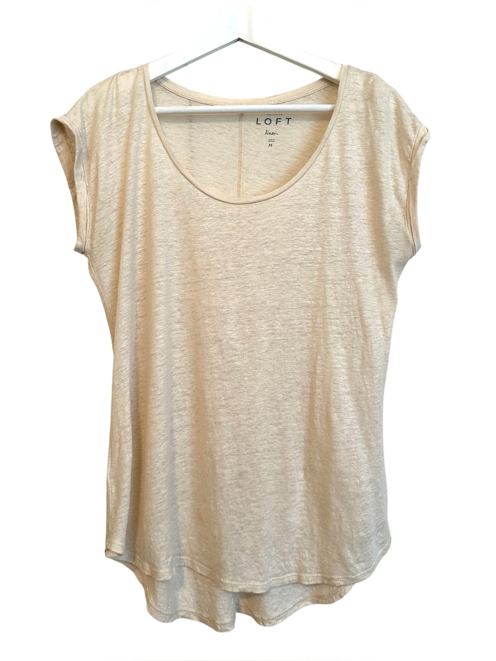 Loft Oatmeal Color Linen T-shirt Medium